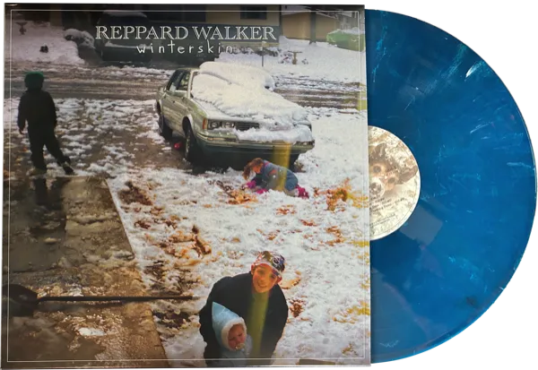 WINTERSKIN blue vinyl record peeking out of the album sleeve